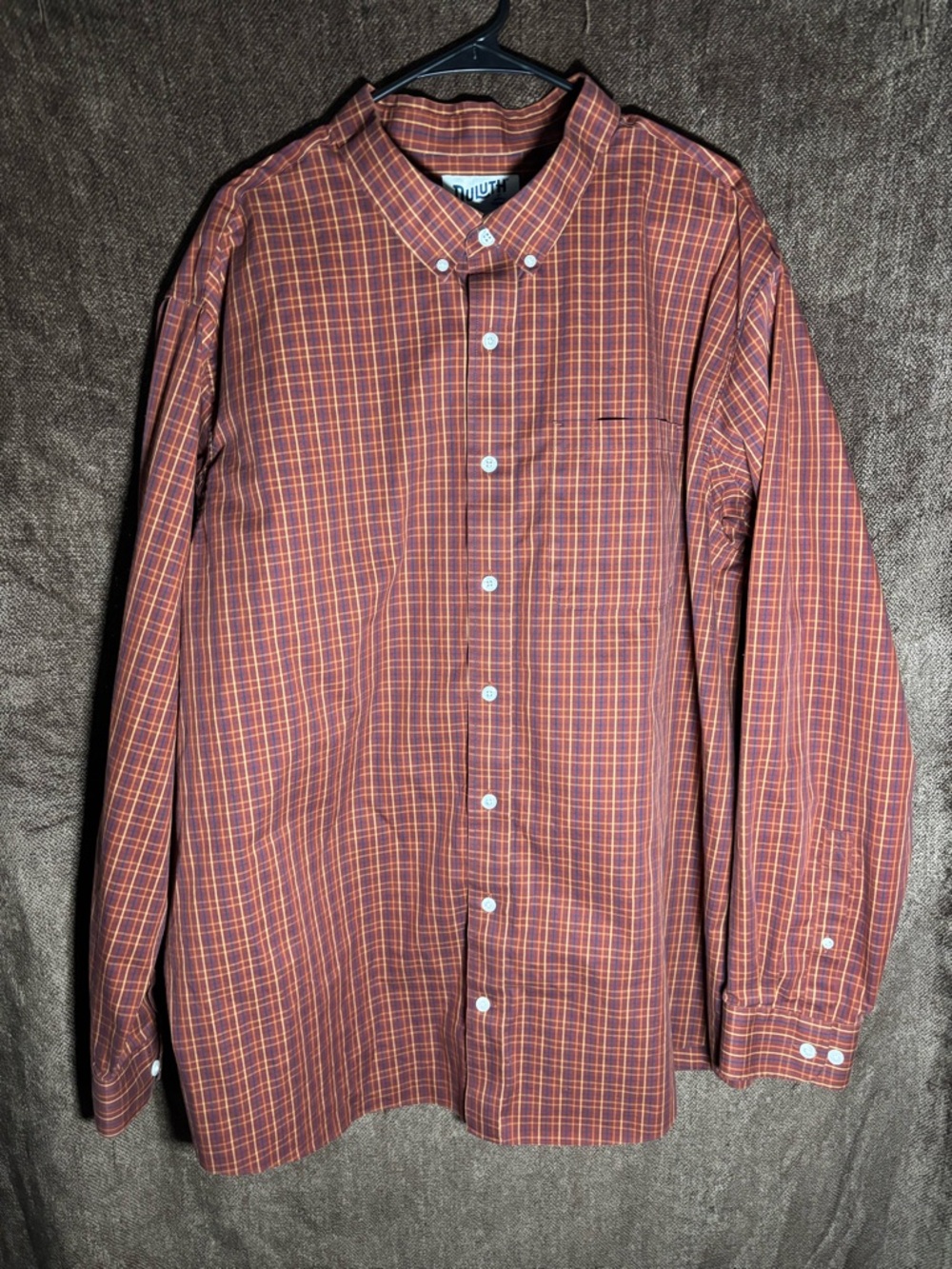 Duluth Trading Co. Men's Long-Sleeve Plaid Button-Down Shirt - Rust